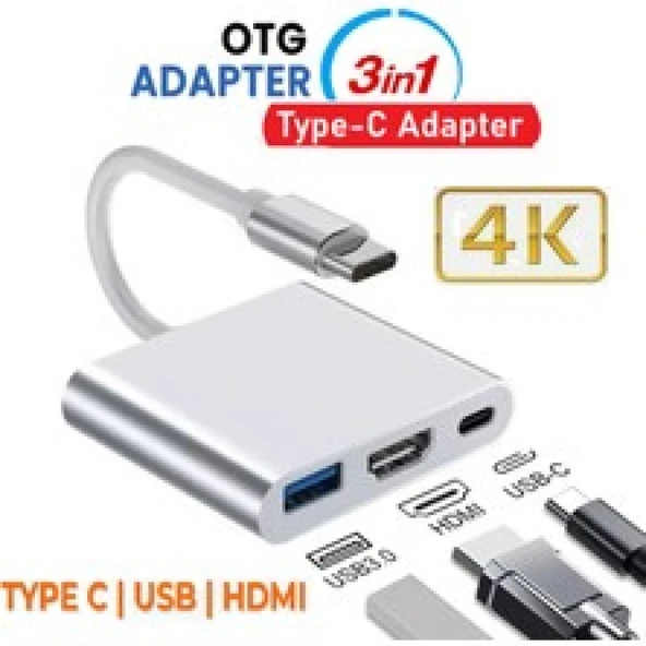 Hadron Hdx7764 Type-C Hdtv Combo Hdmi 4K 30Hz + Type-C + Usb3.0 3İn1 Gri ürün görseli 1