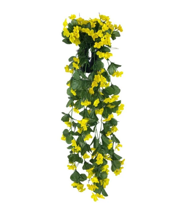Nettenevime Yapay Çiçek Saksıda Sarkan Çiçek Sarı Begonvil 70*25 ürün görseli 1