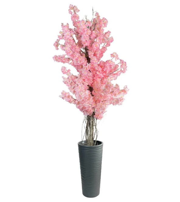 Nettenevime Yapay Ağaç Pembe Sakura Bahardalı Ağacı Siyah Uzun Kumsal Vazoda 200cm ürün görseli 1