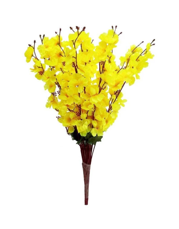 Nettenevime Yapay Çiçek Bahardalı Japon Kiraz Çiçeği 7 Dallı 57cm Sarı ürün görseli 1