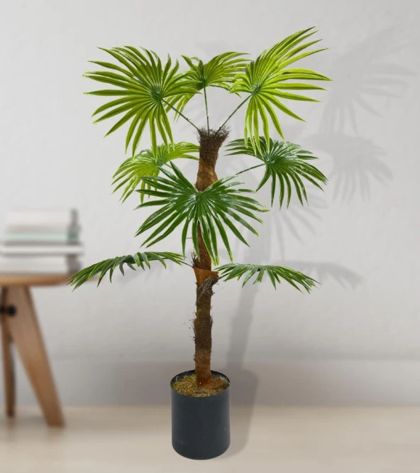Nettenevime Yapay Ağaç Yelpaze Palmiye 8 Yaprak 85*55cm Siyah Aleminyum Saksı ürün görseli 1