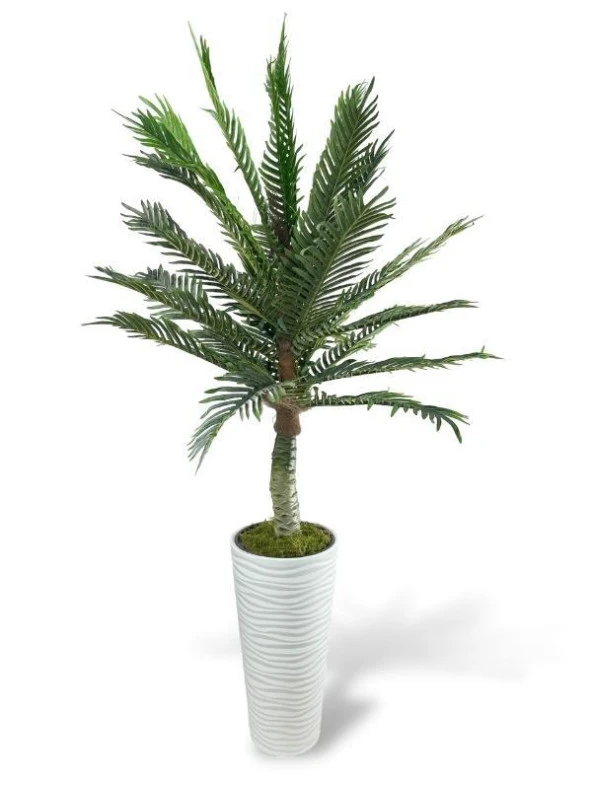 Nettenevime Yapay Ağaç Coco Palmiye Ağacı Beyaz Kumsal Vazoda 190*80 cm ürün görseli 1