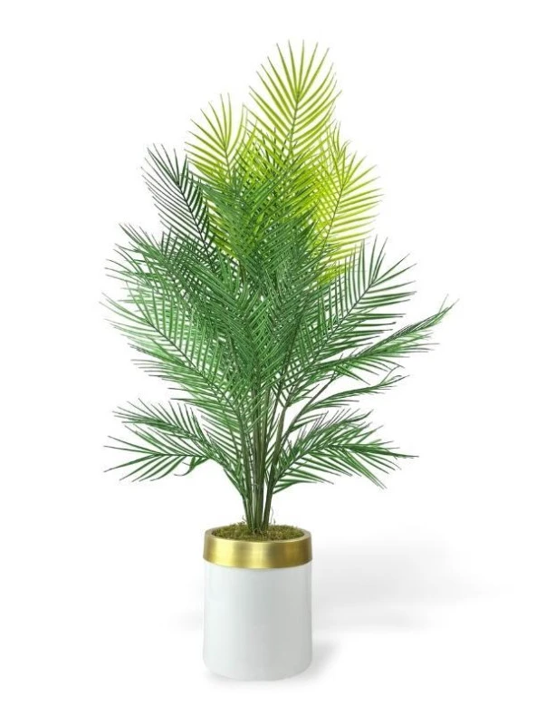 Nettenevime Yapay Ağaç Areka 130*60cm 40Yapraklı BeyazGold Paslanmaz Saksıda ürün görseli 1