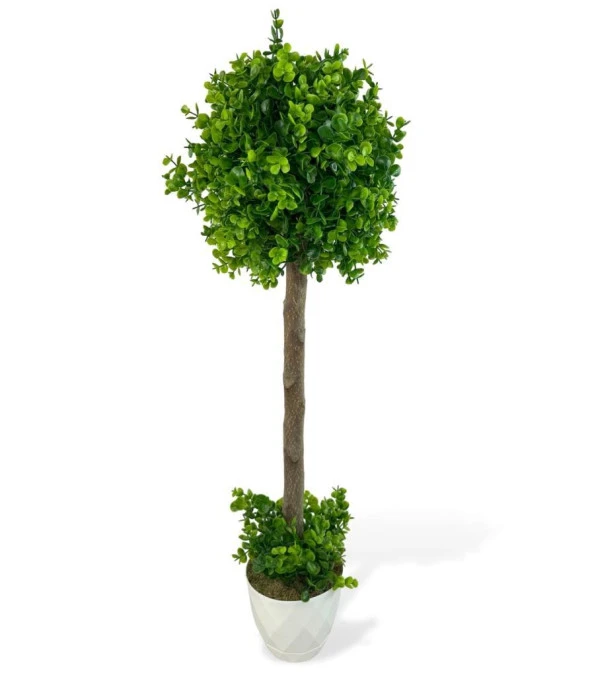 Nettenevime Yapay Ağaç Şimşir Top 85*30cm Beyaz Saksılı Yeşil Ağaç ürün görseli 1