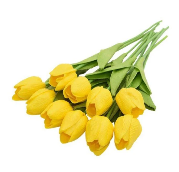 Yapay Çiçek Islak Lale Gerçeksi Doku 10lu SARI ürün görseli 1