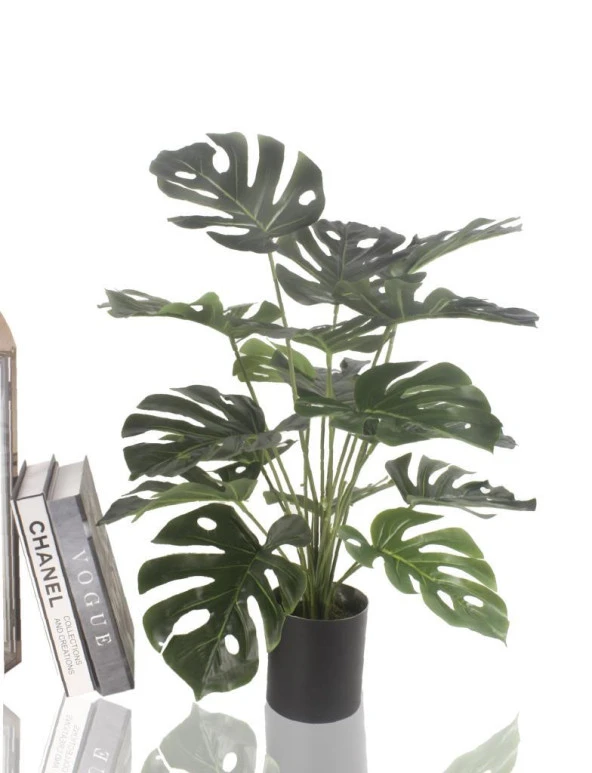 Nettenevime Yapay Çiçek Monstera Deve Tabanı Metal Mat Siyah Saksılı Yapay Bitki Salon Çiçeği ürün görseli 1