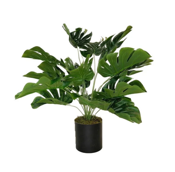Nettenevime Yapay Çiçek Monstera Deve Tabanı Siyah Saksılı Salon Çiçeği 18 Yaprak 58cm ürün görseli 1