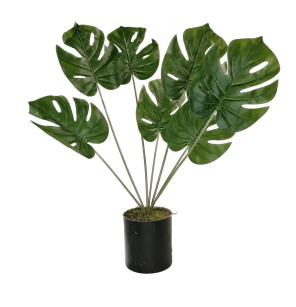 Nettenevime Yapay Çiçek Monstera Deve Tabanı Siyah Saksılı Salon Çiçeği 7 Yaprak 66cm ürün görseli 1
