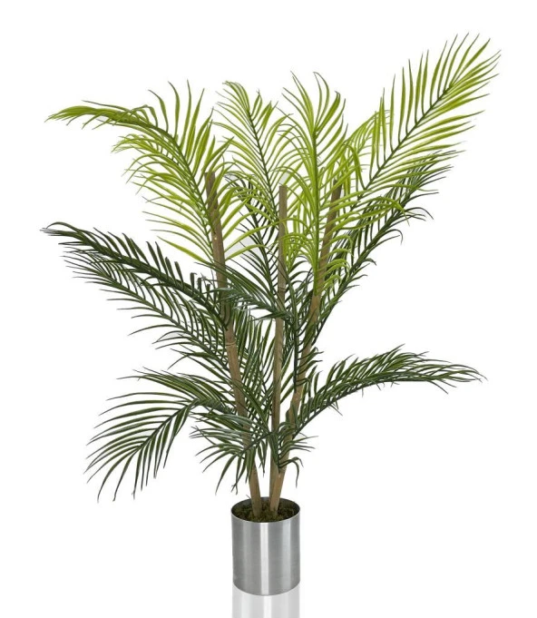 Nettenevime Yapay Çiçek Areka Ağacı Palmiye Ağacı Bambu Saplı Gümüş Saksılı Salon Çiçeği 18 Yaprak 85 cm ürün görseli 1