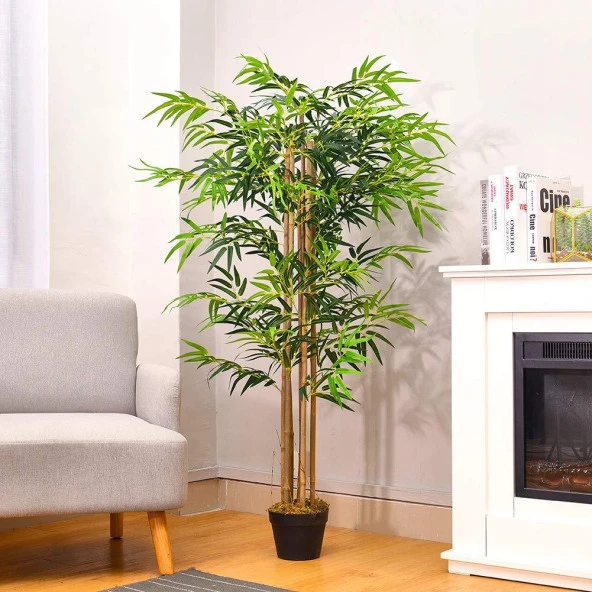 Nettenevime Yapay Bambu Ağacı Ekstra Doğal Görünüm Siyah Saksılı 6 dallı 150cm ürün görseli 1