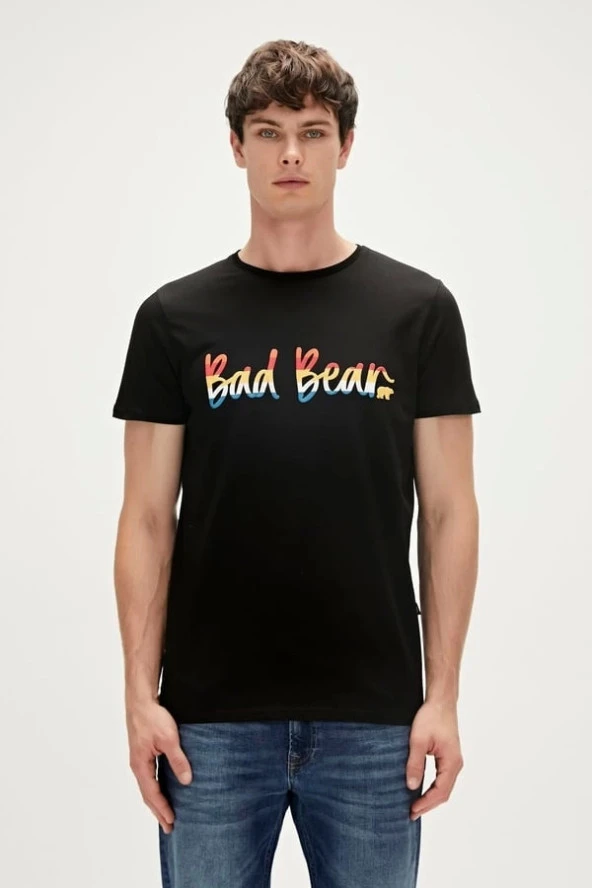 Bad Bear Yazma Siyah Erkek Tişört ürün görseli 1