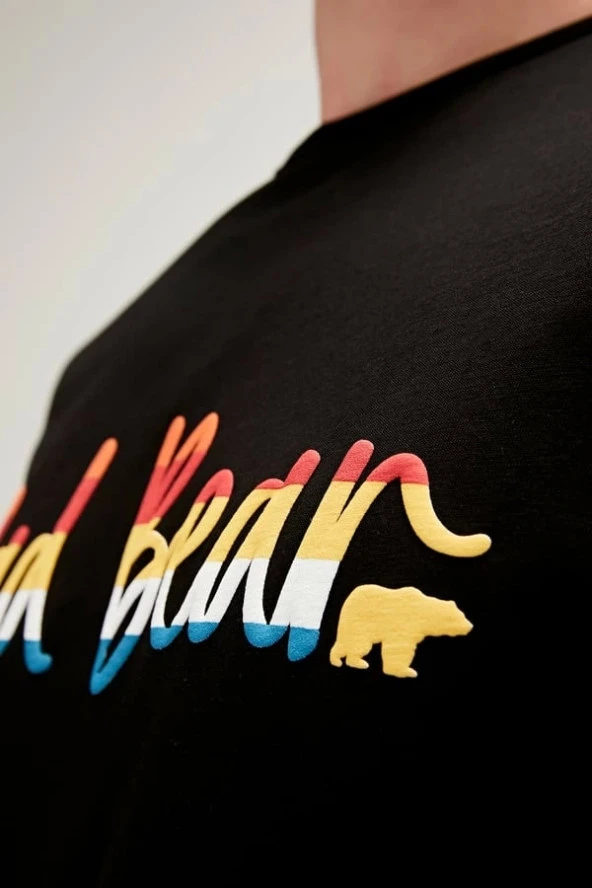 Bad Bear Yazma Siyah Erkek Tişört - Resim 4