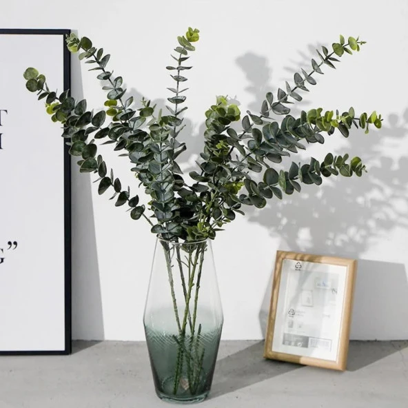 Nettenevime Yapay Çiçek Yeşil Okaliptus 3Dallı Uzun Dal 76cm Eucalyptus ürün görseli 1