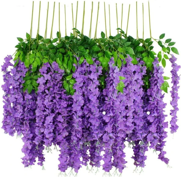 Nettenevime Sarkan Yapay Çiçek Akasya MOR KOYU 80 cm 3 Sarkan Dallı 12 ADET BAĞ ürün görseli 1