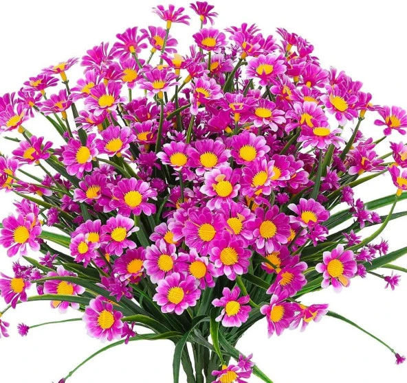 Nettenevime 6lı Set Yapay Çiçek Lila Papatya 7 Dallı Plastik Dekoratif Yapay Bitki ürün görseli 1