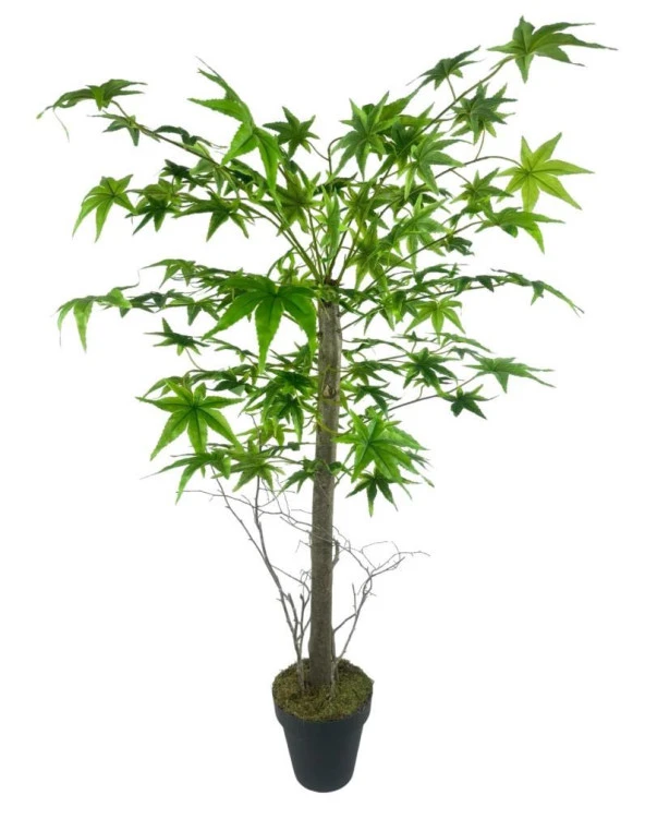 Nettenevime Yapay Ağaç Yeşil Japon Akçaağacı 100x70cm Siyah Plastik Saksılı ürün görseli 1