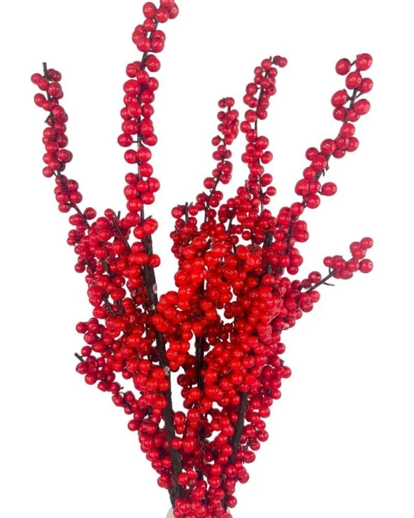 Nettenevime Yapay Çiçek Kokina Uzun Dal 90cm Yılbaşı Çiçeği Red Berry ürün görseli 1