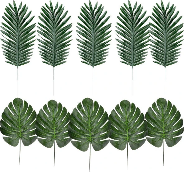 Nettenevime Yapay Çiçek 5 Palmiye ve 5 Monstera Yaprağı ürün görseli 1