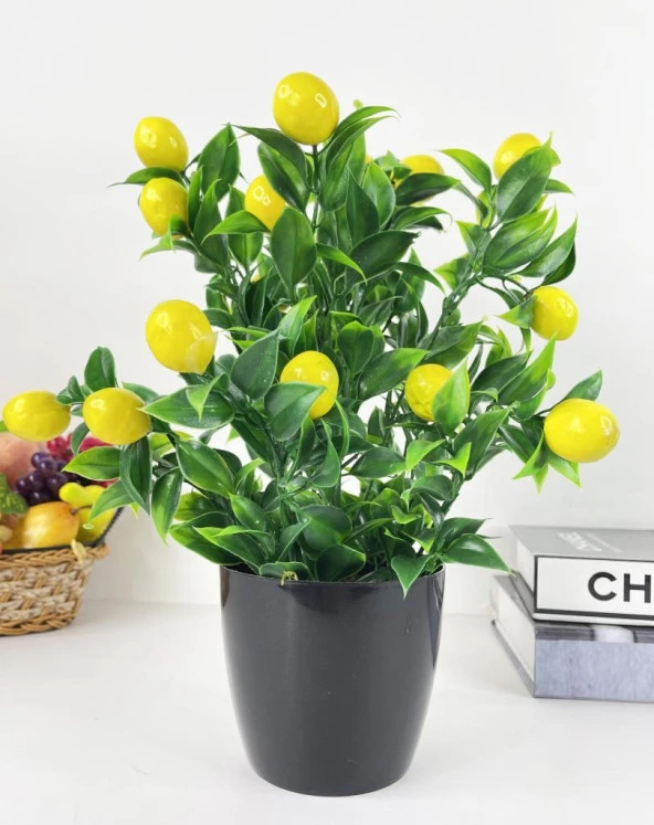 Nettenevime Yapay Çiçek Limon Ağacı Siyah Saksıda Limon 30cm ürün görseli 1