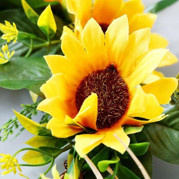 Nettenevime Yapay Çiçek Kapı Süsü Ay Çiçeği Sunflower Yılbaşı Kapı Çelengi - Resim 2