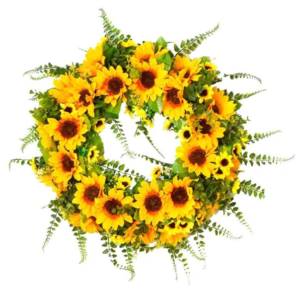 Nettenevime Yapay Çiçek Kapı Süsü Ay Çiçeği ve Kuşkonmaz Sunflower Yılbaşı Kapı Çelengi ürün görseli 1
