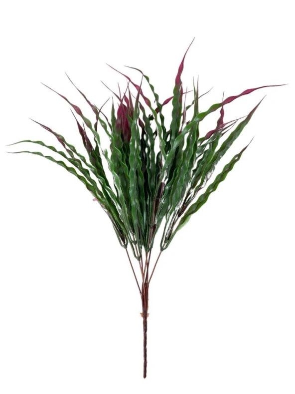 Nettenevime Yapay Çiçek BordoYeşil Kalın Kıvrımlı Saz Garnitür Aradal Dekoratif Yapay Bitki 45cm ürün görseli 1
