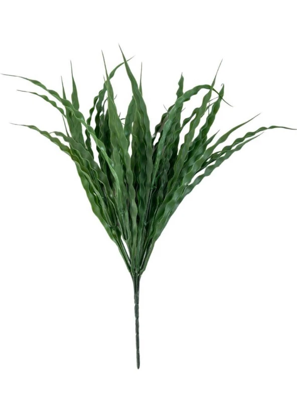 Nettenevime Yapay Çiçek Yeşil Kalın Kıvrımlı Saz Garnitür Aradal Dekoratif Yapay Bitki 45cm ürün görseli 1
