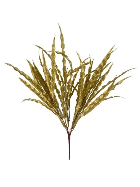 Nettenevime Yapay Çiçek Altın Gold Kalın Kıvrımlı Saz Garnitür Aradal Dekoratif Yapay Bitki 45cm ürün görseli 1