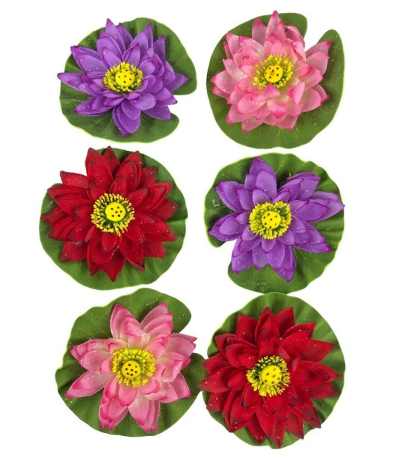 Nettenevime Yapay Çiçek Nilüfer Köpük Lotus Havuz Ve Akvaryum Dekoru 6ADET ürün görseli 1