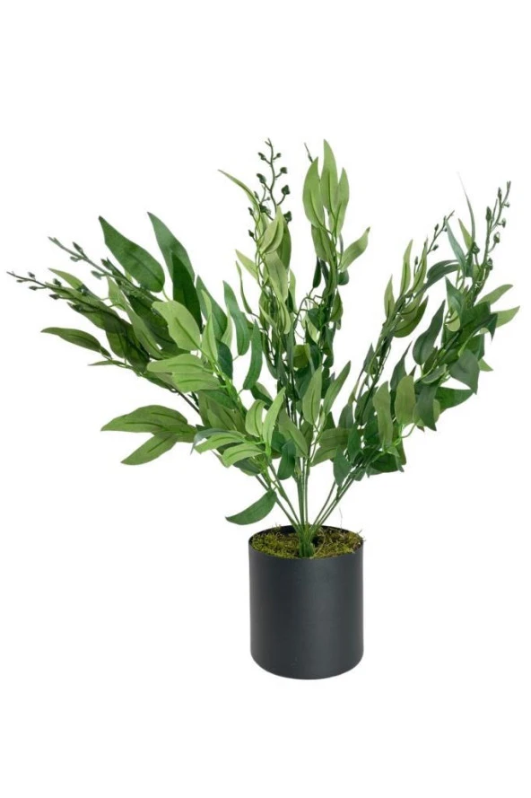 Nettenevime Yapay Çiçek Zeytin Dalı 50cm Metal Siyah Saksıda ürün görseli 1