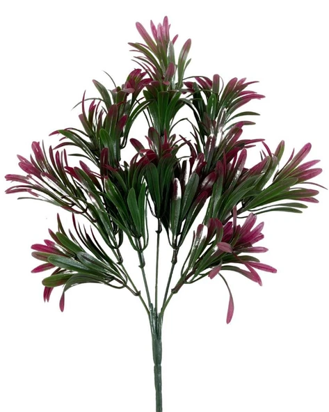 Nettenevime Yapay Çiçek Yeşil Bordo Renk Podocarpus Demeti 7dal 48 Çiçek Garnitür Aradal Dekoratif Yapay Bitki ürün görseli 1