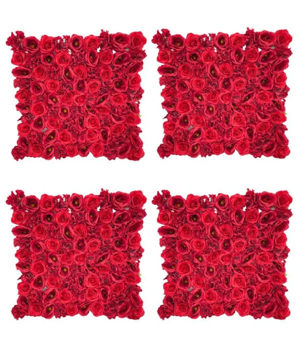 Nettenevime Yapay Çiçek 1m2 Dekoratif Kırmızı Gül Paneli Dik Duvar Kaplama Gül Duvarı 100*100 ürün görseli 1