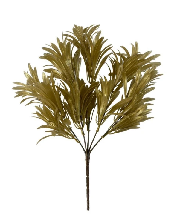 Nettenevime Yapay Çiçek Altın Gold Renk Podocarpus Demeti 5 dal Garnitür Aradal Dekoratif Yapay Bitki ürün görseli 1