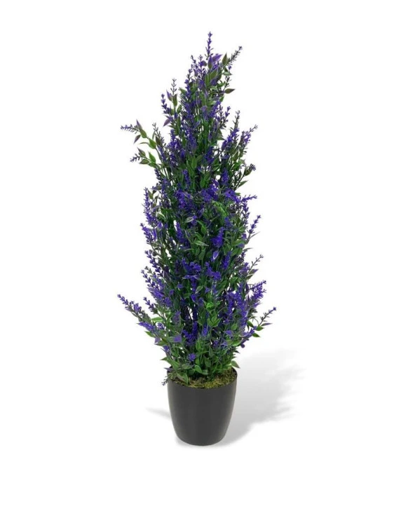 Nettenevime Yapay Çiçek Siyah Saksıda Mor Lavanta Ağacı 55cm ürün görseli 1