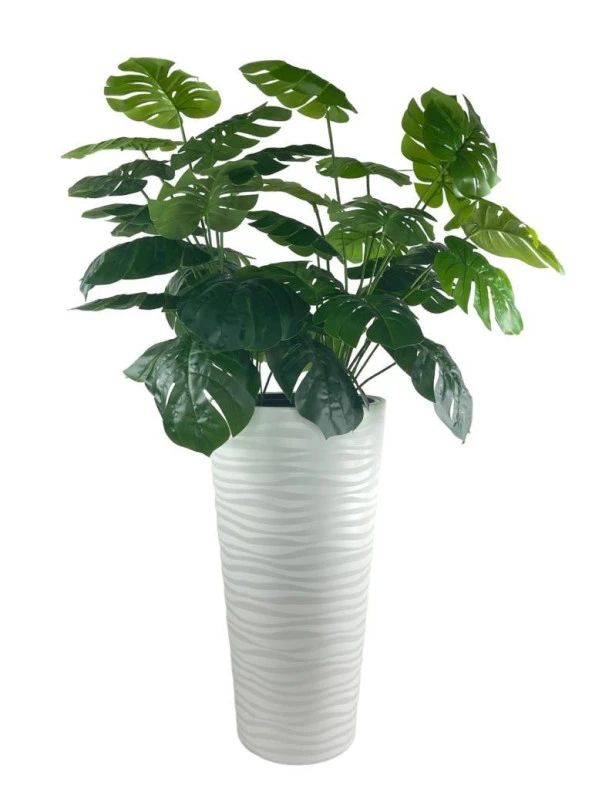 Nettenevime Yapay Monstera Beyaz Uzun Kumsal Vazoda 120cm 36Yaprak ürün görseli 1