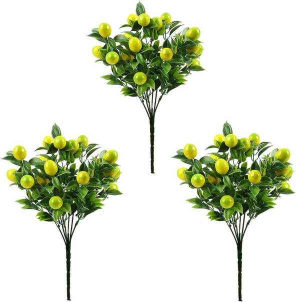 Nettenevime 3lü Set Yapay Limon Demeti Yapay Çiçek 30*20cm Yeşil Yapraklı ürün görseli 1