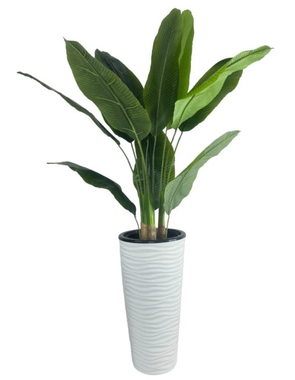 Nettenevime Yapay Starliçe Muz Ağacı Beyaz Kumsal Vazoda Muz Ağacı Yapay Starliçe 150cm 12 Yaprak ürün görseli 1