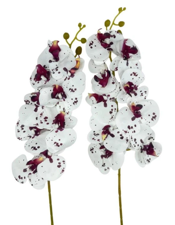 Nettenevime Yapay Çiçek Çilli Bordo Beyaz Islak Orkide Gerçeksi Doku Uzun Dal 90 cm ürün görseli 1