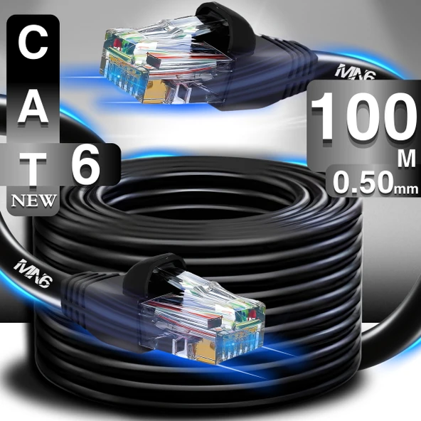 MN6 M106 100 Metre Internet Kablosu/utp 0.50mm Cat6 Iki Kat Korumalı/iç Dış Mekan/100 M Ethernet Kablosu ürün görseli 1