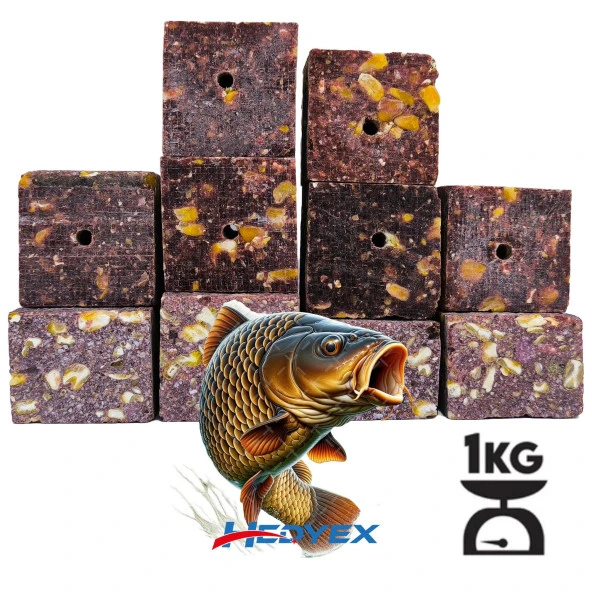 Hedyex 1Kg Sazan Küspesi Delikli Küp Çilekli Mısır Küspesi Kare ürün görseli 1