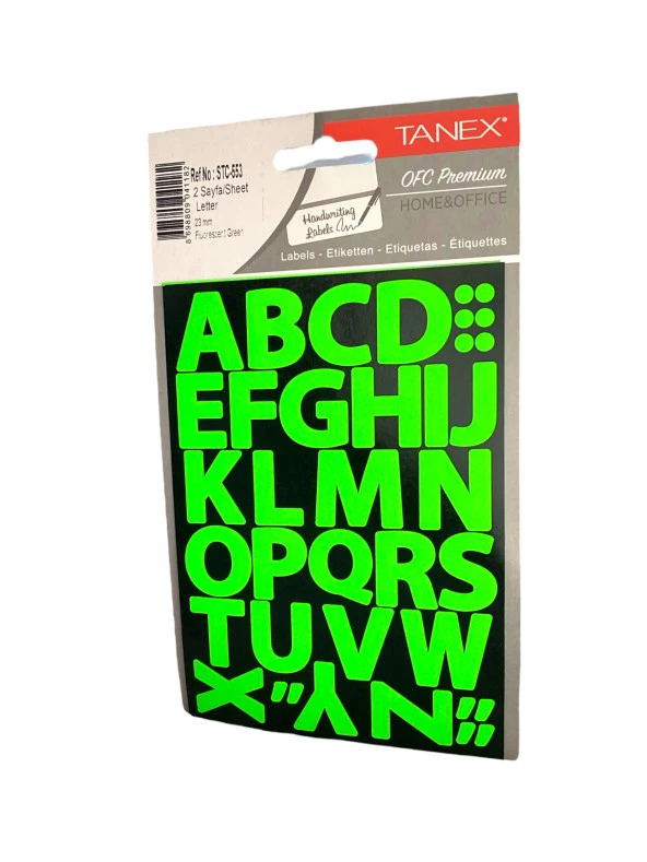 Tanex Stc-553 Harf Etiket 23 Mm – Neon Yeşil (2 Syf) ürün görseli 1