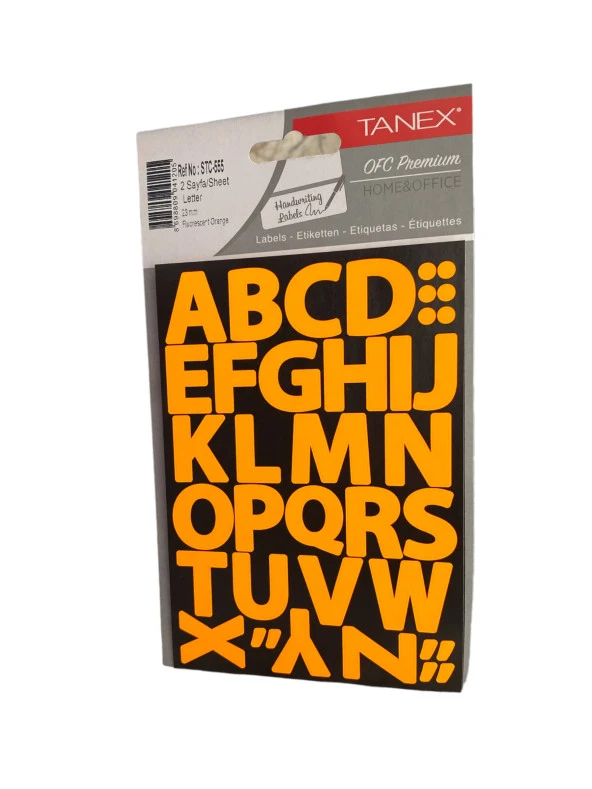 Tanex Stc-555 Harf Etiket 23 Mm – Neon Turuncu (2 Syf) ürün görseli 1