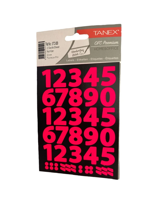 Tanex Stc-559 Rakam Etiket 23 Mm – Neon Pembe (2 Syf) ürün görseli 1