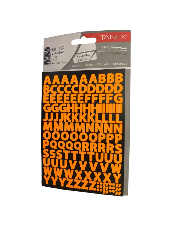 Tanex Stc-565 Harf Etiket 10 Mm – Neon Turuncu (2 Syf) ürün görseli 1