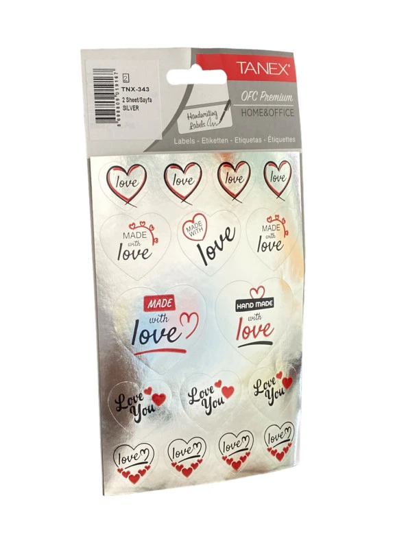 Tanex Tnx-343 Silver Kalp Etiket – Love (2 Syf) ürün görseli 1