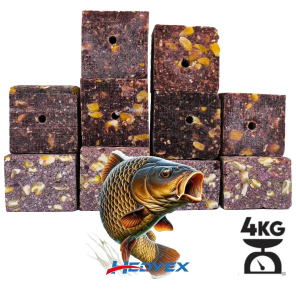 Hedyex 4Kg Sazan Küspesi Delikli Küp Çilekli Mısır Küspesi Kare ürün görseli 1