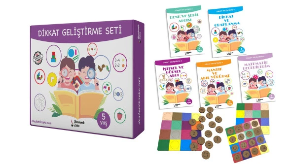 Akademik zeka Dikkat Geliştime Seti-5 Yaş (5 KİTAP VE ÇÖZÜM PİYON SETİ) ürün görseli 1