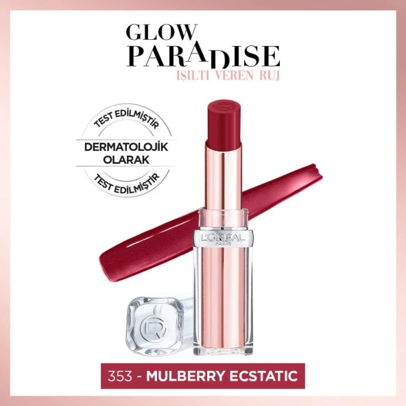 L'oréal Paris Glow Paradise Balm-İn-Lipstick - Işıltı Veren Ruj 353 Mulberry Ecstatic ürün görseli 1