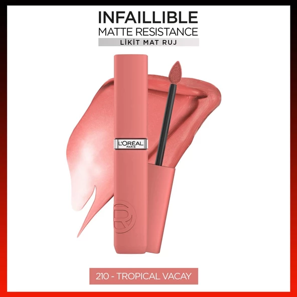 L'oréal Paris Infaillible Matte Resistance Likit Mat Ruj - 210 Tropical Vacay ürün görseli 1