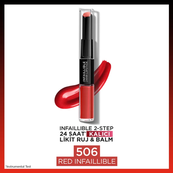 L'Oréal Paris Infaillible 2-Step 24 Saat Kalıcı Likit Ruj & Balm - 506 Red Infaillible ürün görseli 1